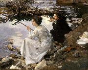 John Singer Sargent Two Girls Fishing France oil painting reproduction